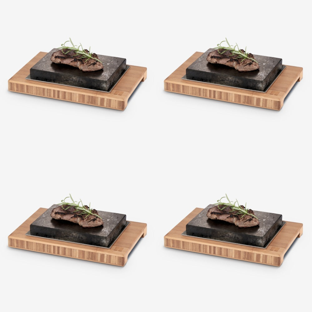 4 X ZESTAW DO GRILLOWANIA STEKÓW Z KAMIENIEM LAWOWYM