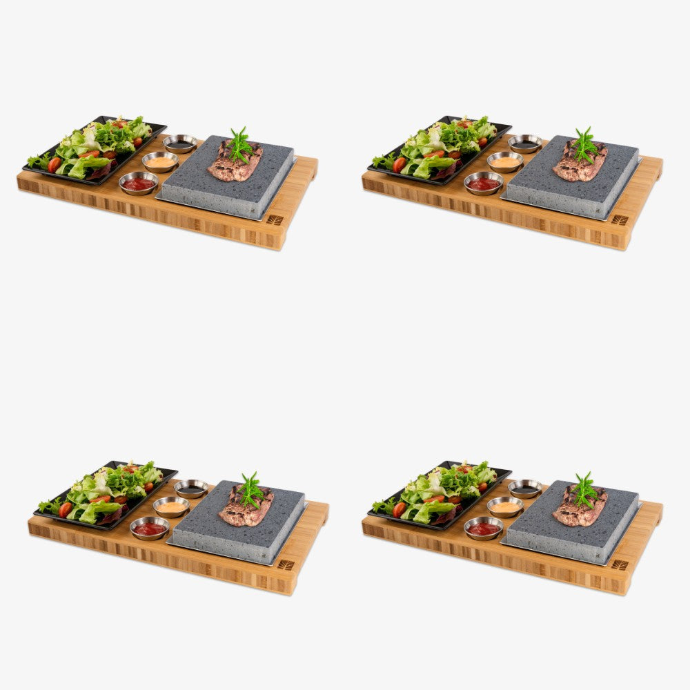 4 X ZESTAW DO GRILLOWANIA STEKÓW Z KAMIENIEM LAWOWYM - SET