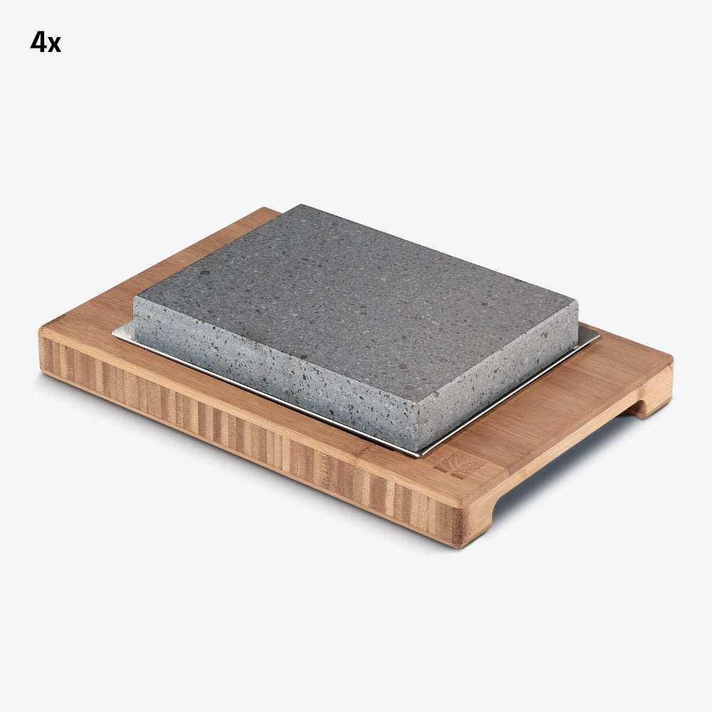 4 X ZESTAW DO GRILLOWANIA STEKÓW Z KAMIENIEM LAWOWYM