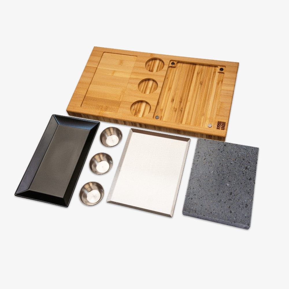 ZESTAW DO GRILLOWANIA STEKÓW Z KAMIENIEM LAWOWYM - SET