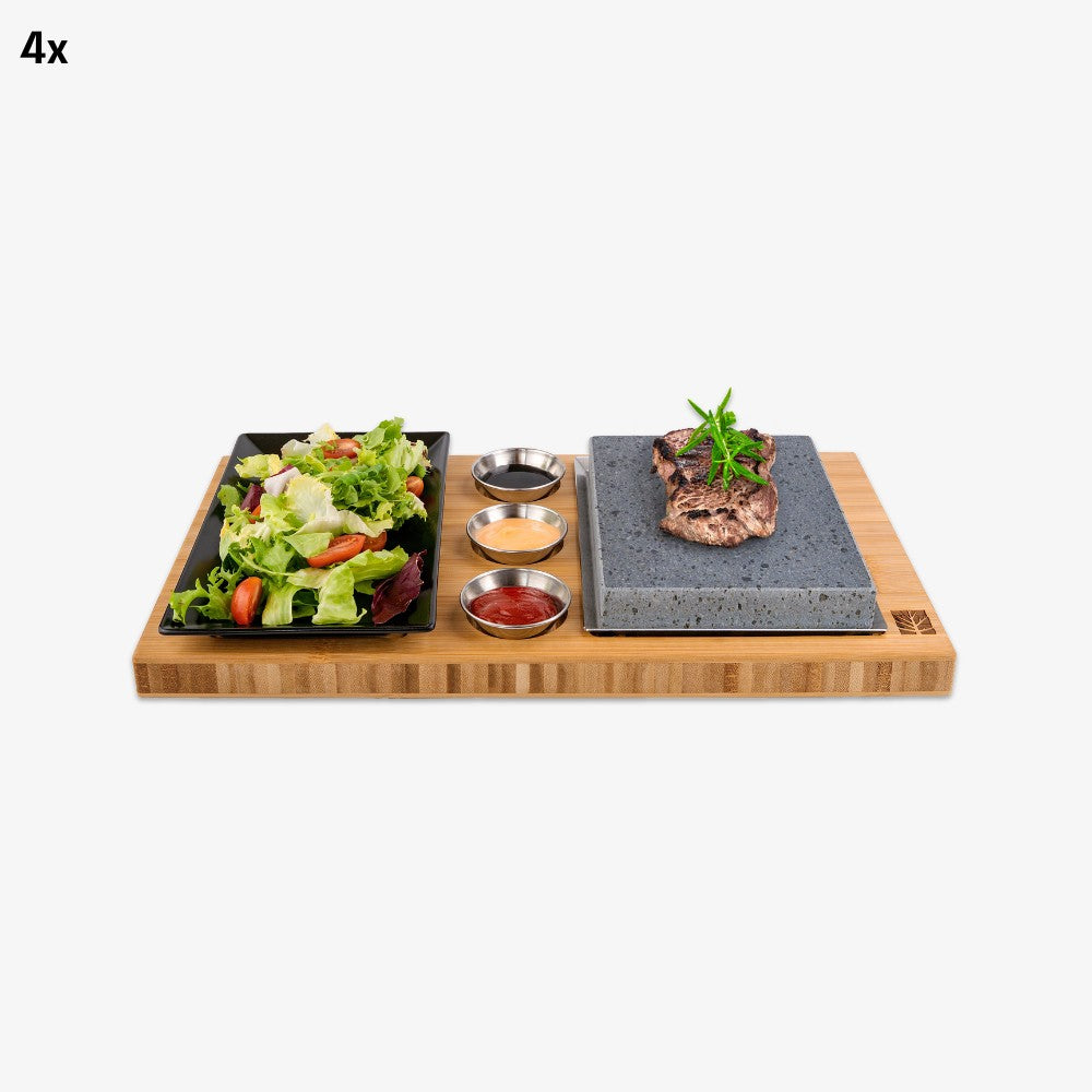4 X ZESTAW DO GRILLOWANIA STEKÓW Z KAMIENIEM LAWOWYM SET + SZUFLA